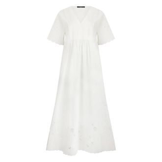 Max Mara Midi Dresses, female, White, Size: L Cotton Poplin and Jersey Dress