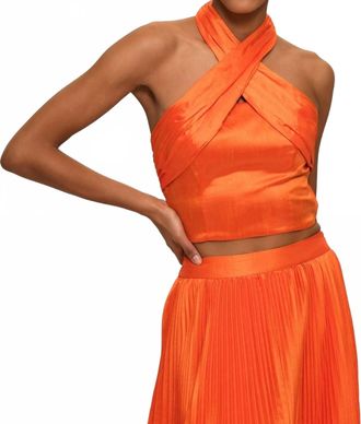 Hutch Suri Ruched Halter Top In Orange