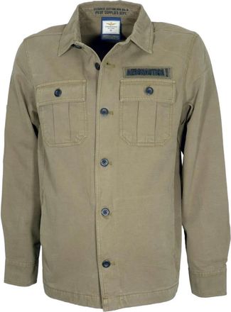 Aeronautica Ac 0036Uct 04233 Twill Shirt Jacket - Heren - Casual Overhemden - Groen - L - Katoen - Overhemden