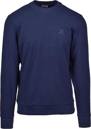 Diesel Blue Cotton Mens Crewneck Sweatshirt
