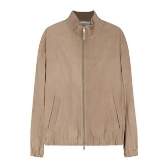 HUGO BOSS Hugo, Bomber Jackets, male, Beige, Size: 2XL Suede Bomber Jacket