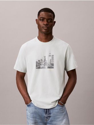 Calvin Klein Jeans Calvin Klein Mens NYC Skyline Graphic Tee - Green - XS