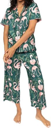 Cyberjammies Flamingo Cropped Pajama In Ivy Green