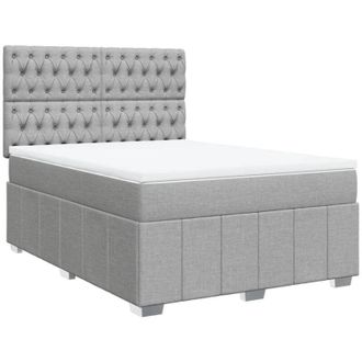 vidaXL Vidaxl - Cama Box Spring Con Colch&oacute;n Tela Gris Claro 140x190 Cm