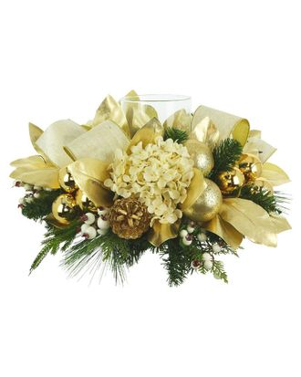 Creative Displays Inc. Christmas Centerpiece With Magnolia Leaves & Hydrangeas