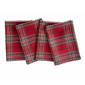 Solino Home Linen Dinner Napkins - Classic Tartan Plaid, 20 x 20 in Red at Nordstrom, Size Large