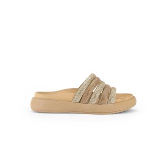 Gabor Womens Abbott Metallic Slide In Gold Combi