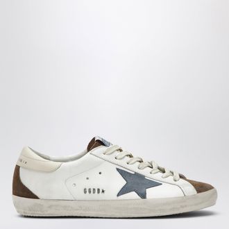 Golden Goose Sneakers Super-star bianca/marrone/blu denim/crema