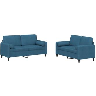 vidaXL Vidaxl - Juego De Sof&aacute;s Con Cojines 2 Piezas Terciopelo Azul