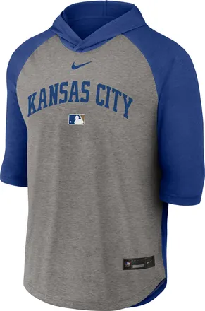 Nike Kansas City Royals Authentic Collection Flux Nike Mens Dri-FIT MLB 3/4-Sleeve Hooded T-Shirt in Blue | 04HI005PROY-LQZ