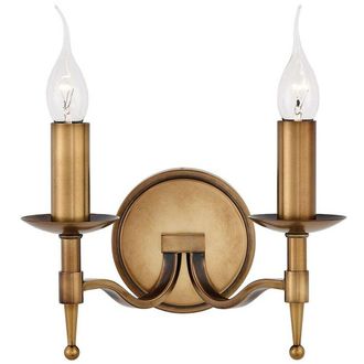 Loops Avery Luxury Twin Wall Light Antique Brass Traditional Candelabra Lamp Holder in Metallics