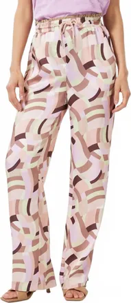 Esqualo Gemma Geometric Print Trousers In Brown, Peach, Lilac, Mint Green, Off-White