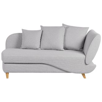 Beliani Chaise Longue De Tela Con Cojines Espacio De Almacenamiento Derecho Gris Claro Meri Ii