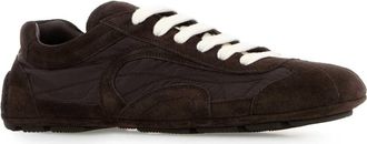 Prada Womens Brown Suede And Re-Nylon Montecarlo Re-Edition 2005 Sneakers Caffe Caffe