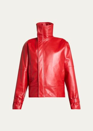 Balenciaga High Collar Leather Jacket