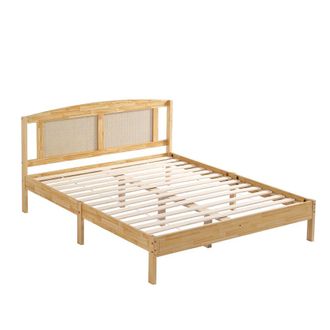 Urban Meuble Cama de matrimonio en rat&aacute;n efecto madera natural 165*205*94