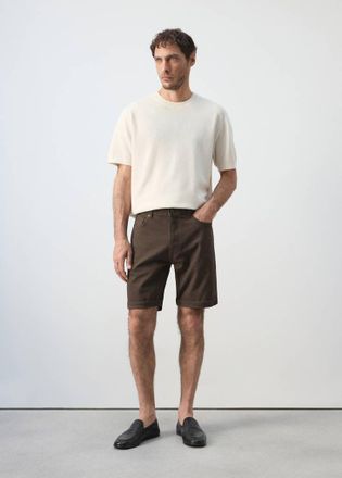 Mango Bermuda denim slim fit cioccolato - Uomo - 44 - MANGO MAN