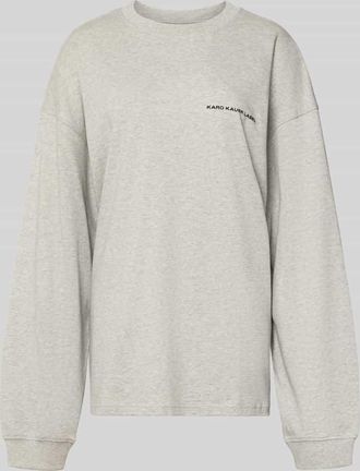 Karo Kauer Oversized Longsleeve mit Label-Print in Hellgrau, Größe XL