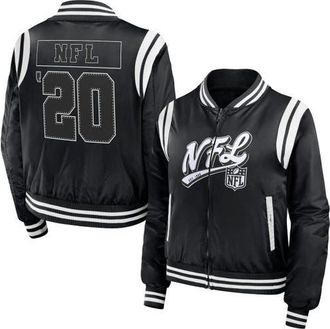 WEAR by Erin Andrews Womens WEAR by Erin Andrews Black Shield Merchandise Bomber Full-Zip Jacket at Nordstrom, Size Xx-Large
