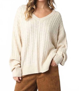 Olivaceous Dulce Knit Top In Oatmeal