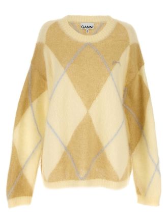 Ganni Bicolor Wool Womens Cardigan