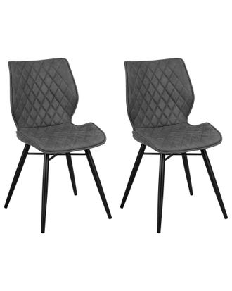 Beliani Set 2 Sedie Da Pranzo Grigie Lisle