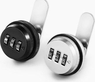 OEM Cerradura Giratoria De Combinaci&oacute;n, Cerradura Para Armario/archivador, Cerradura Para Cajones, Cerradura Antirrobo, Negro (20 Mm) + Plata (30 Mm)