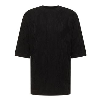 Carlo Colucci Tops, Heren, Zwart, XS, 3D Knit T-Shirt