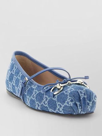 Gucci ballet flats round toe front bow leather sole