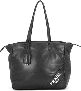 Prada Black Leather Handbag Tote Bag (Pre-Owned)