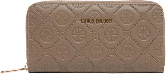Carlo Colucci Kleine portemonnee met logo-reli&euml;f - Dames - Portefeuilles - Beige - ONE Size - Accessoires