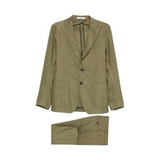 Tagliatore Single Breasted Suits, male, Green, Size: M Pinstripe Suit
