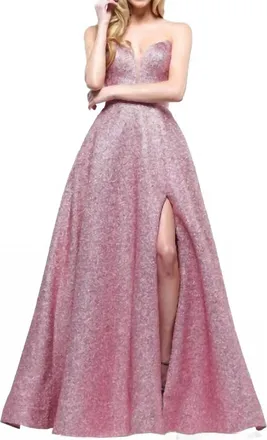 Colors Dress Strapless Glitter Ball Gown In Pink