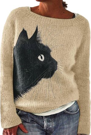 Generic 2025 New Jumper Christmas Womens Tops Warm Clothes Womens Design Loose Casual Knit Drop Shoulder Long Sleeve Pullover Sweater Jumpers for Elderly Ladi