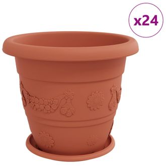 vidaXL Macetas 24 Pcs Rojo Ladrillo &Oslash; 39 X 32 Cm Pl&aacute;stico Vidaxl