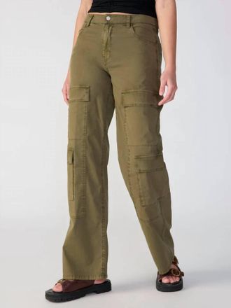 Sanctuary Low Slung Y2K Standard Rise Cargo Pant In Mossy Green