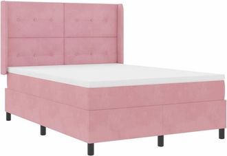 vidaXL Cama Tipo Box Spring Con Cabecera Rosa 140 X 190 Cm Terciopelo Vidaxl