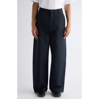Acne Studios Plass Cotton Sateen Wide Leg Pants in Black at Nordstrom, Size 36 Us