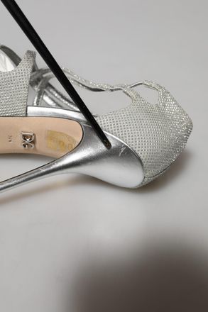 Dolce & Gabbana Silver Shimmers Sandals Heel Pumps Womens Shoes (Pre-Owned)