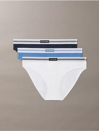 Calvin Klein Womens Cotton Stretch Jacquard Logo Patch 3-Pack Bikini - Multi - XL