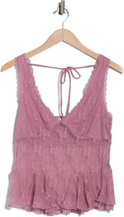 Madden Girl V-Neck Lace Top in Mauve at Nordstrom Rack, Size X-Large
