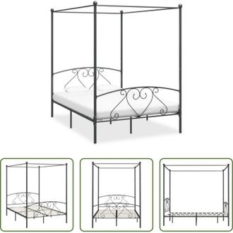 vidaXL vidaXL Letto baldacchino - Giroletto Baldacchino senza Materasso Grigio 160x200 cm Metallo