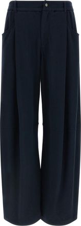 Brunello Cucinelli Navy Blue Relaxed Pleated Pants