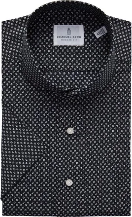 Emanuel Berg Modern Fit Floral Short Sleeve Stretch Poplin Sport Shirt in Oxford at Nordstrom Rack, Size Large/x-Large