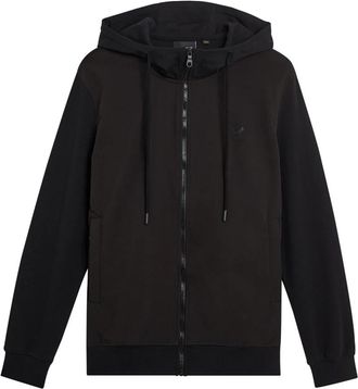 Lyle & Scott Softshell Hybrid Zip Through Hoodie - Heren - Vesten met rits - Zwart - XL - Katoen - Hoodies & sweatvesten