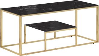 vidaXL Mesa De Centro Dorada Acero Inoxidable Y Vidrio Templado Vidaxl