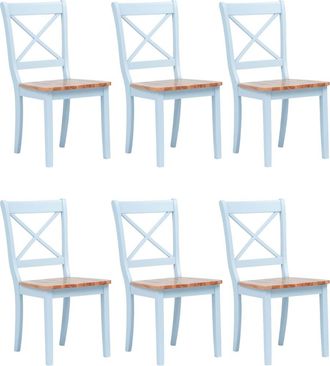 vidaXL Sillas Comedor 6 Uds Madera Maciza Caucho Gris Y Madera Claro Vidaxl