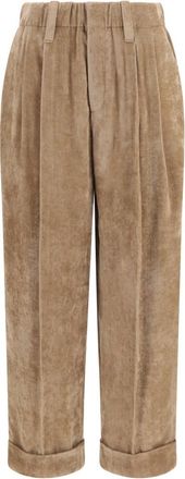 Brunello Cucinelli Brown Relaxed Pleated Pant