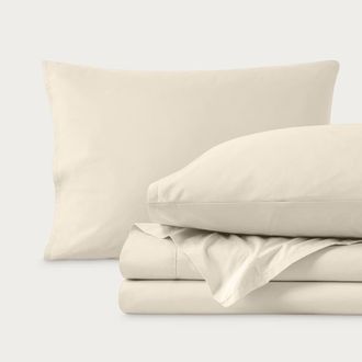 Bare Home 100% Organic Cotton Percale Cooling Sheet Set in Sand at Nordstrom, Size Twin X-Long