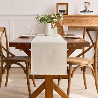 OEM Camino De Mesa Beige - 30x200cm - Lavable - Para Verano, Oto&ntilde;o, Hogar Y Fiestas